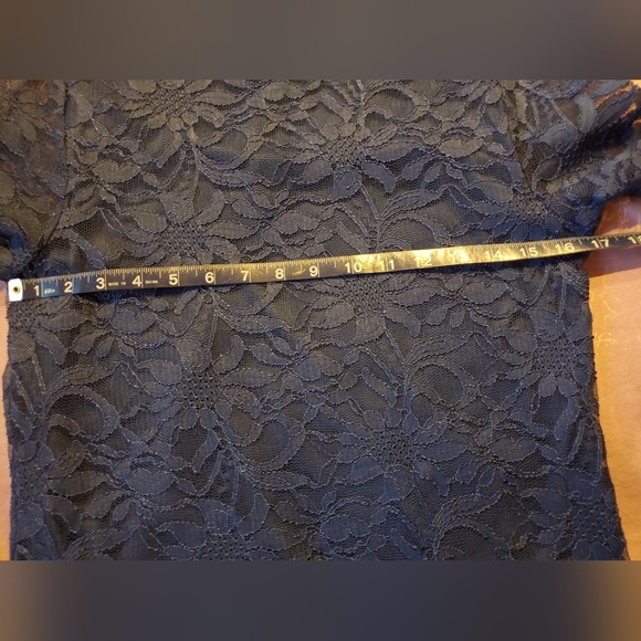 Style & Co. Blue Quarter Sleeve Lace Ruffle Hem Top Women's Medium Petite - Picture 7 of 9